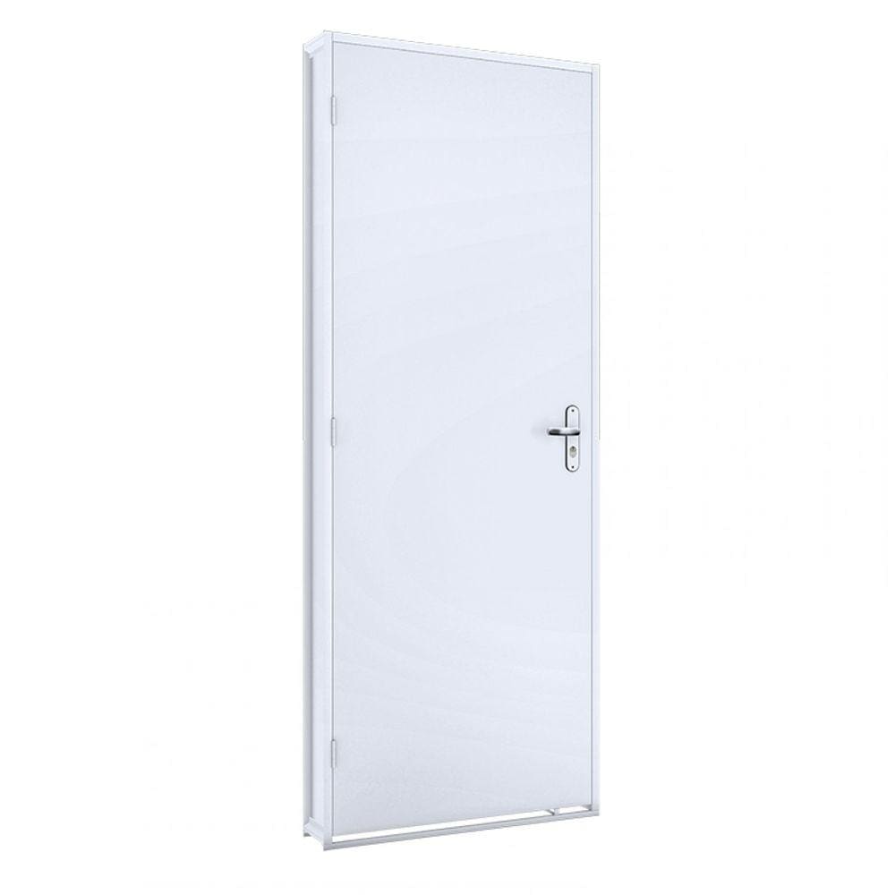 Porta de Giro Madeira Duraplac 215x85cm Batente de Aço 6,5cm Riobras Branco