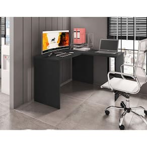 Mesa para Escritório em L Gávea Espresso Móveis Preto Black