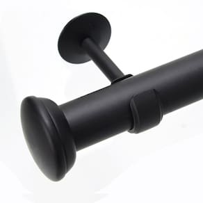 Kit Varão de Cortina 28mm 2m Ponteira Meia Lua Couselo Preto Fosco