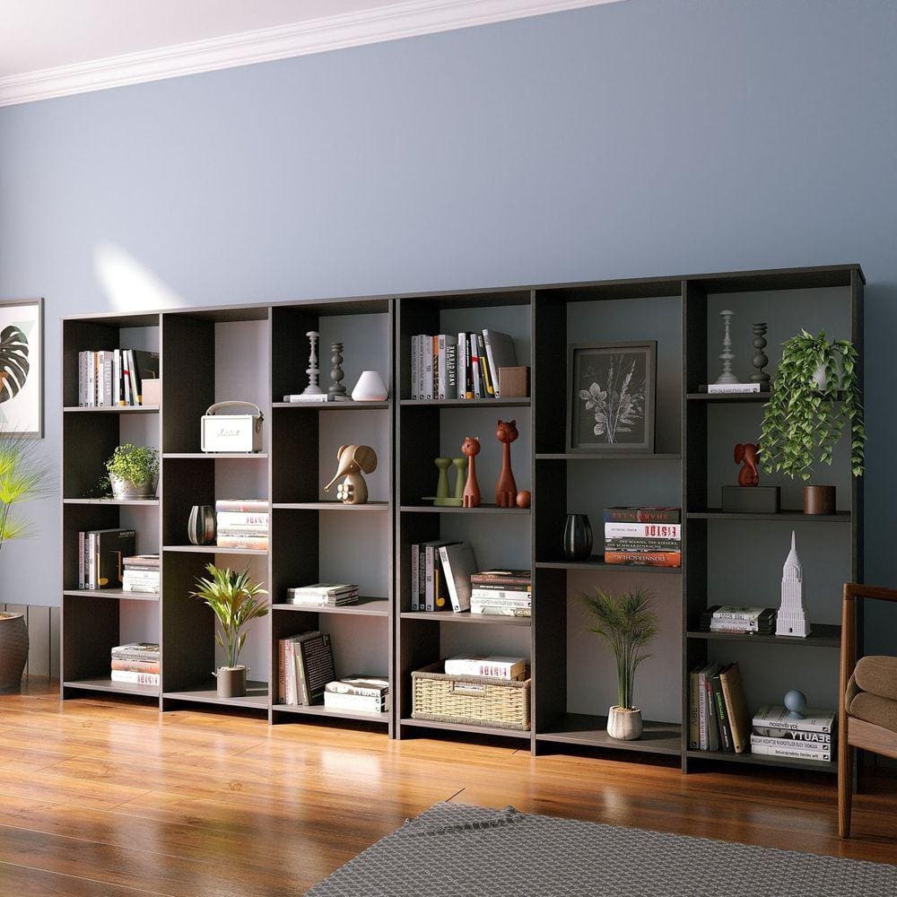 Conjunto 2 Estantes para Livros Multiuso 11 Nichos London Yescasa Preto Perfect Touch