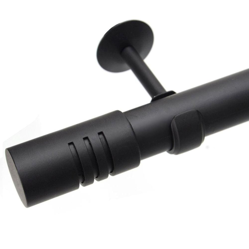 Kit Varão de Cortina 28mm 2m Ponteira Cilíndrica Couselo Preto Fosco