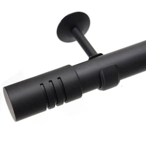 Kit Varão de Cortina 28mm 2m Ponteira Cilíndrica Couselo Preto Fosco