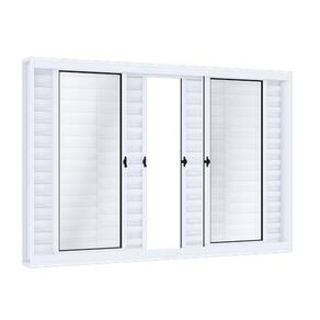 Janela de Aço Veneziana 120x150cm 6 Folhas com Vidro Riobras Branco