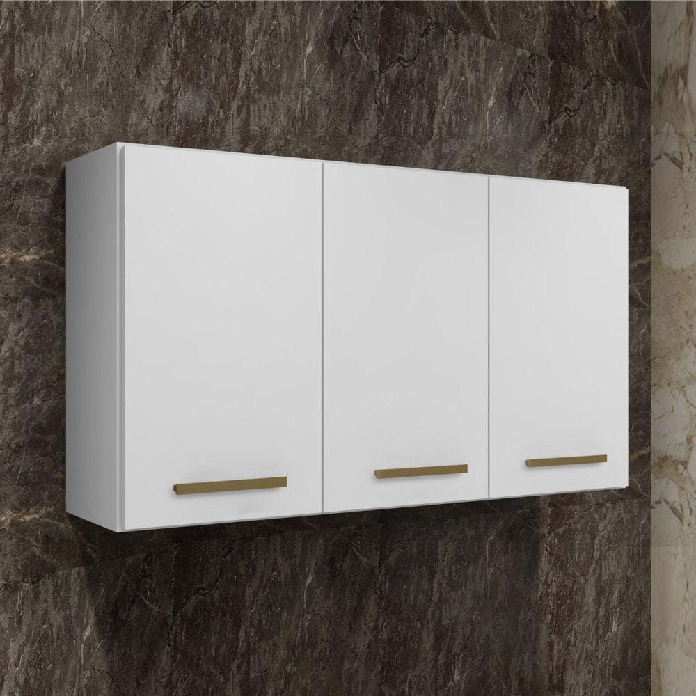 Armário Aéreo 3 Portas Etios Kaiki Móveis Branco