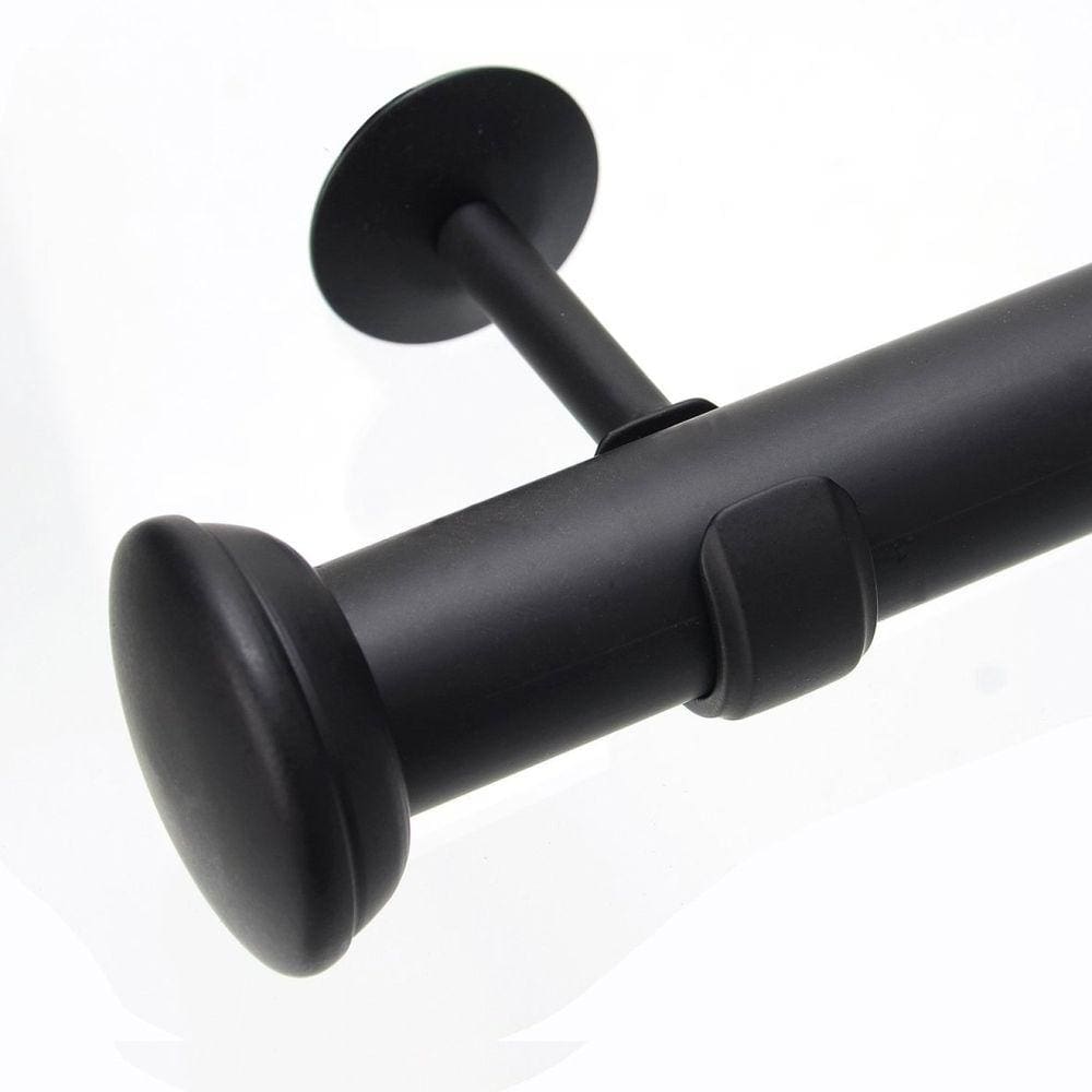 Kit Varão de Cortina 28mm 3m Ponteira Meia Lua Couselo Preto Fosco