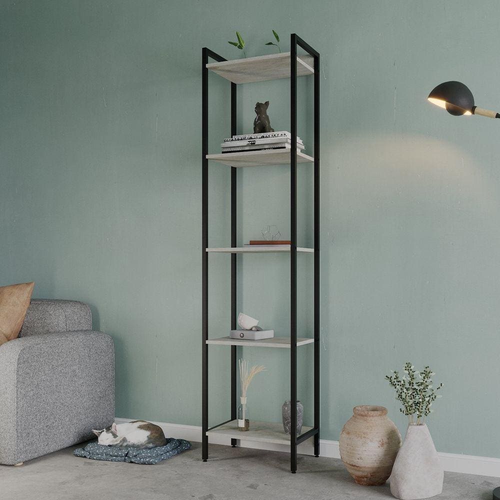 Estante para Livros Industrial Aço Multiuso 5 Prateleiras 187x45cm Active Yescasa Snow