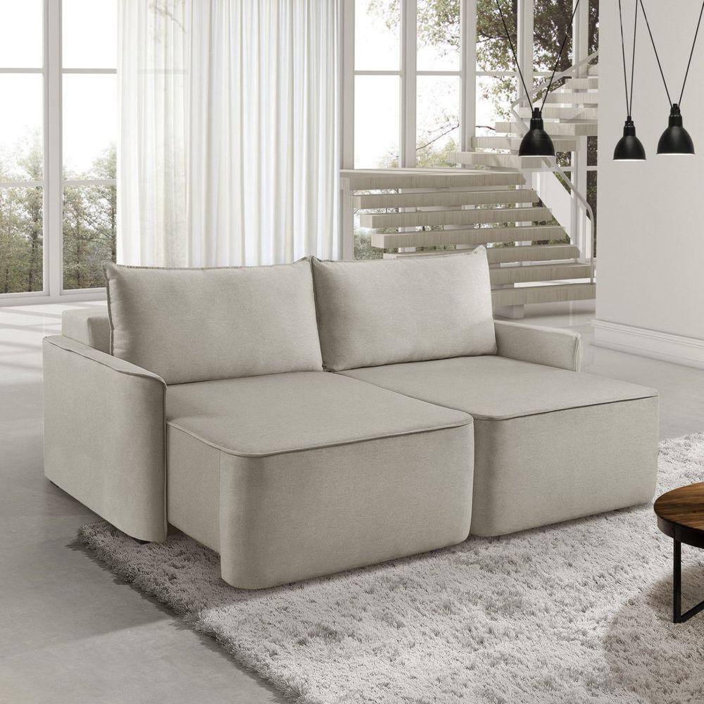 Sofá Retrátil 220cm 4 Lugares Moon 2321 Estofart Creme