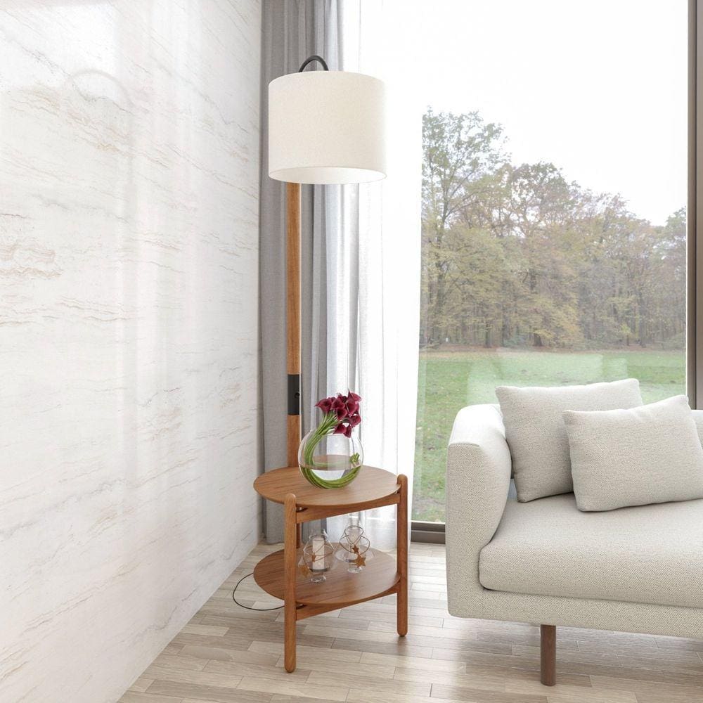 Luminária com Mesa Auxiliar Decorativa Agatha Champagne