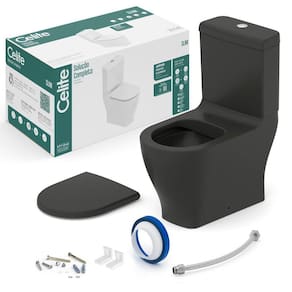 Conjunto Bacia com Caixa Acoplada Slim Celite Matte Black