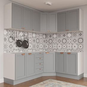 Cozinha Modulada 6 Peças sem Tampo 3 Aéreos e 3 Balcões Arizona CabeCasa MadeiraMadeira Branco/Cinza Claro