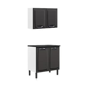 Cozinha Compacta em Aço 2 Peças 4 Portas New Premium Itatiaia Grafite/Branco