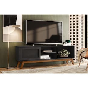 Rack Retrô para TV até 60 Polegadas 1 Porta Panama Olivar Móveis Preto