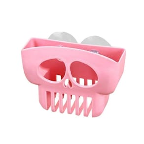 Porta Bucha E Esponja Skull Caveira Com Ventosa Rosa