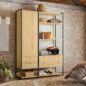 Guarda Roupa Closet Modulado Industrial 4 Gavetas Olivar Pinus