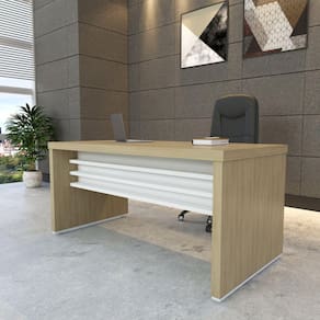 Mesa para Escritório 1,6m Tamburato Elegante Artany Carvalho/Branco