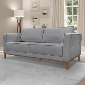 Sofá 3 Lugares 230cm Linho Brest Spezzia Decor Cinza