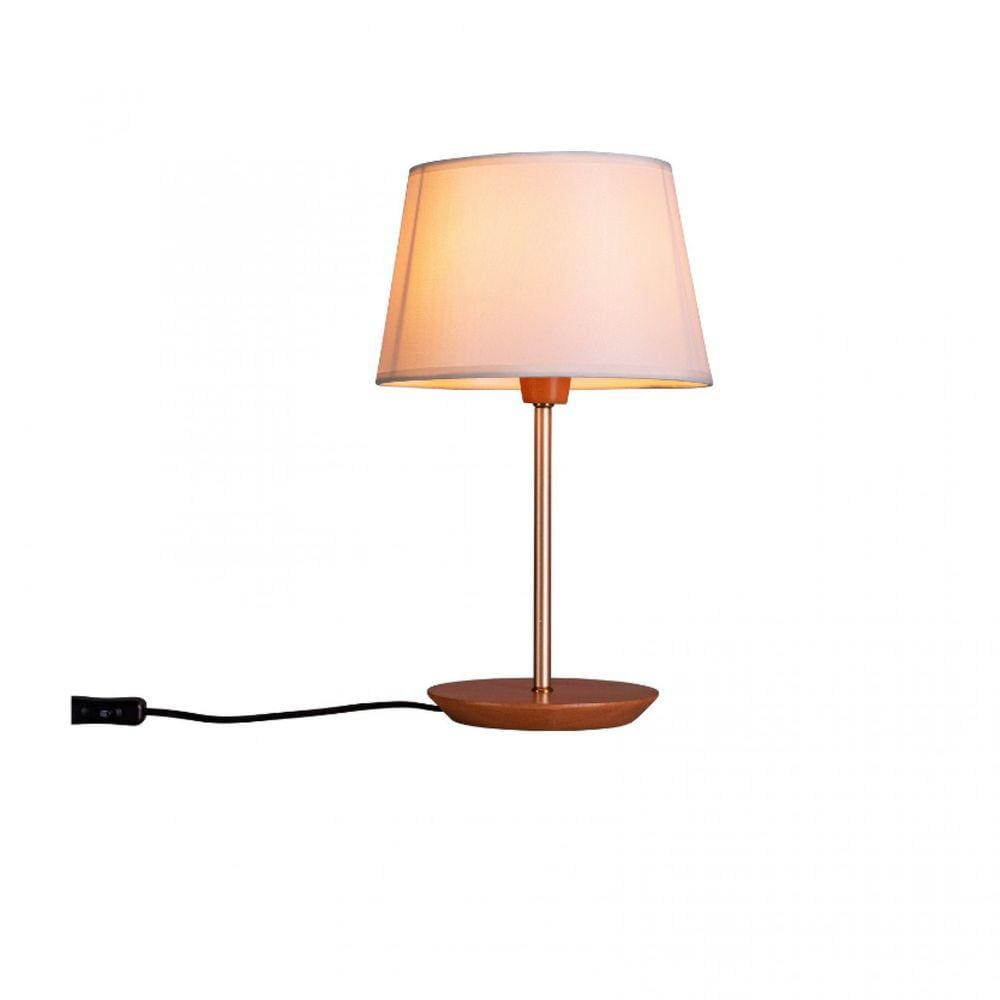Luminária de Mesa Abajur de Mesa 35cm Cúpula Algodão Cru Slim Madelustre Castanho/Dourado