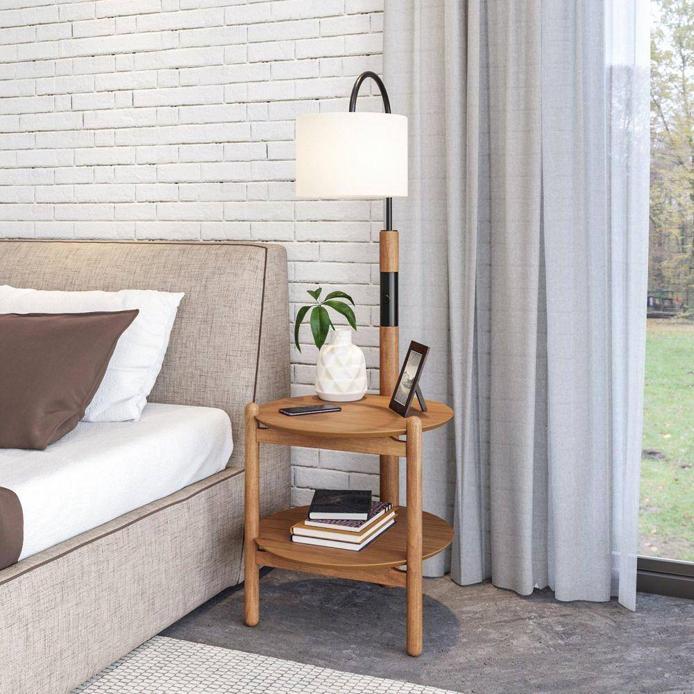 Mesa de Cabeceira com Luminária Agatha Champagne