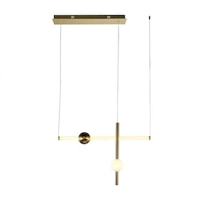 Pendente Bossa Nova de Metal e Vidro Bella Iluminação Dourado/Branco