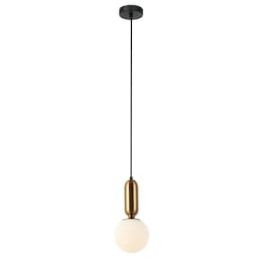 Pendente Metal/Vidro 31,5x15cm Ciuca Bella Iluminação Bronze/Branco