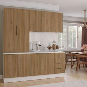 Cozinha Modulada 4 Peças com Tampo 2 Aéreos e 2 Balcões Ipanema CabeCasa MadeiraMadeira Acácia/Branco