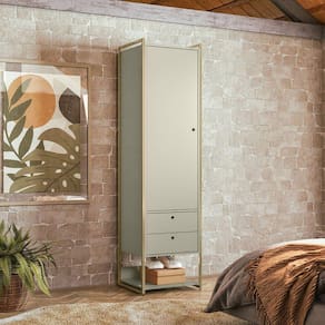 Guarda Roupa Closet Industrial 1 Porta 2 Gavetas Olivar Off White