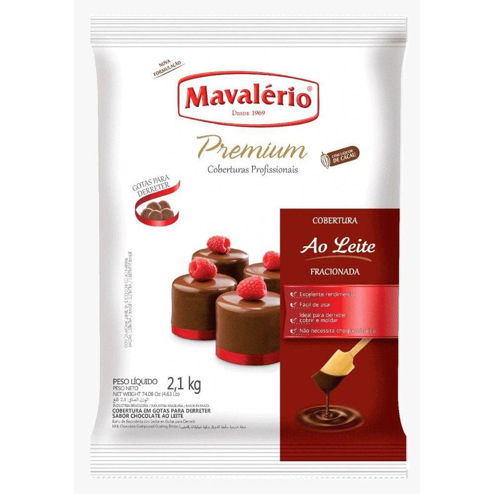 Chocolate Cobertura Gotas ao Leite 2,1kg - Mavalerio
