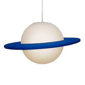Luminária Pendente Decorativa Saturno Branco/Azul