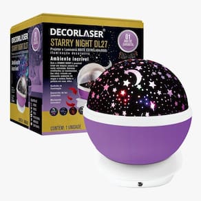 Luminária Abajur Gira Projetor Estrelas LED RGB Starry Night Decorlaser Roxo