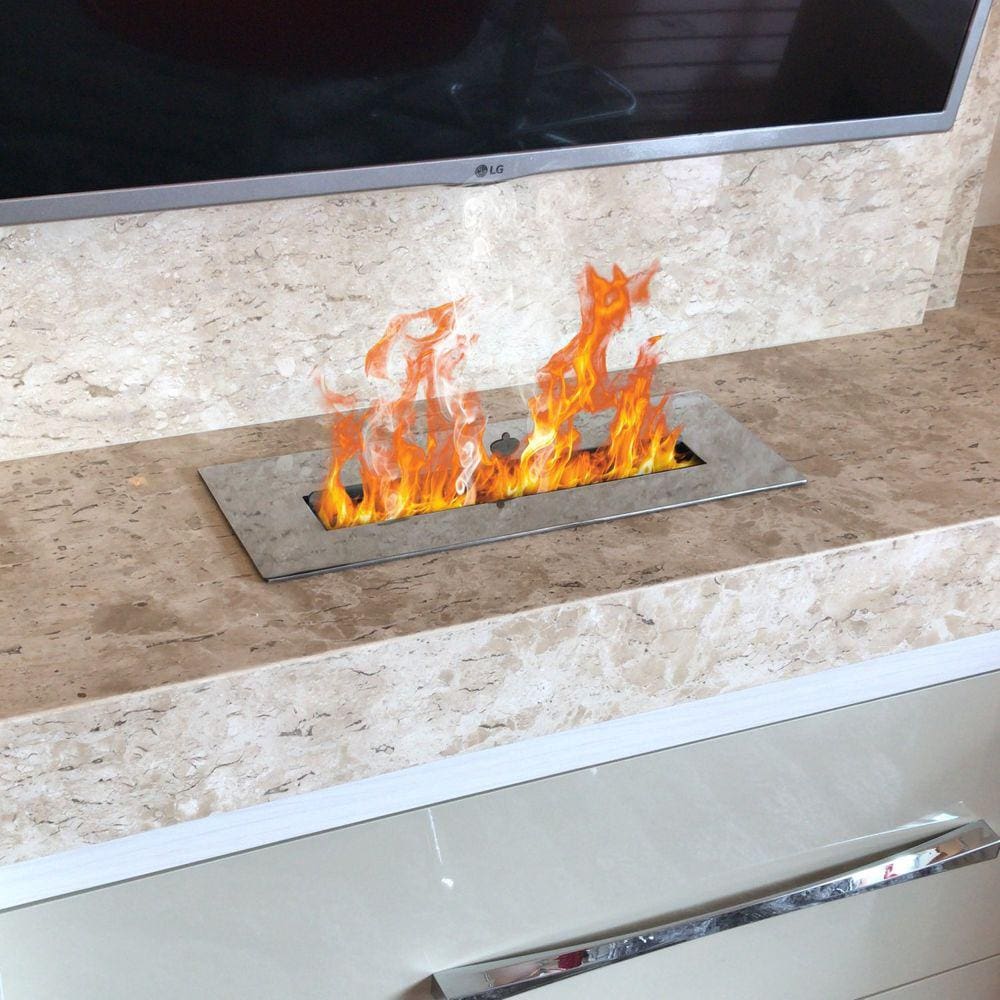 Lareira Ecológica Embutir 40cm de Abertura da Chama Saro Cinza Cinza