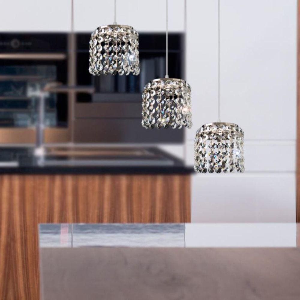 Pendente Cristal Redondo Ø12x42x10cm 3 Luzes G9 Milano GPMI001103PDV2 Bronzearte Transparente