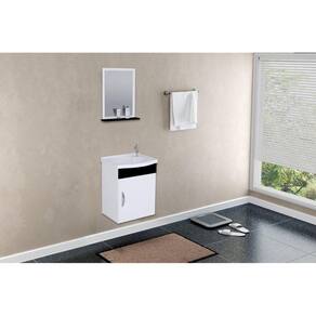 Conjunto Gabinete de Banheiro Suspenso 39cm 1 Porta com Cuba e Espelheira Siena AJ Rorato Preto
