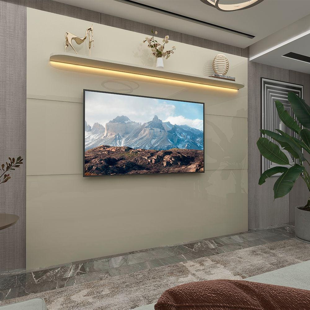 Painel Para Tv Até 75 Polegadas Com Led Nobre Royal 220 Off White - Gelius