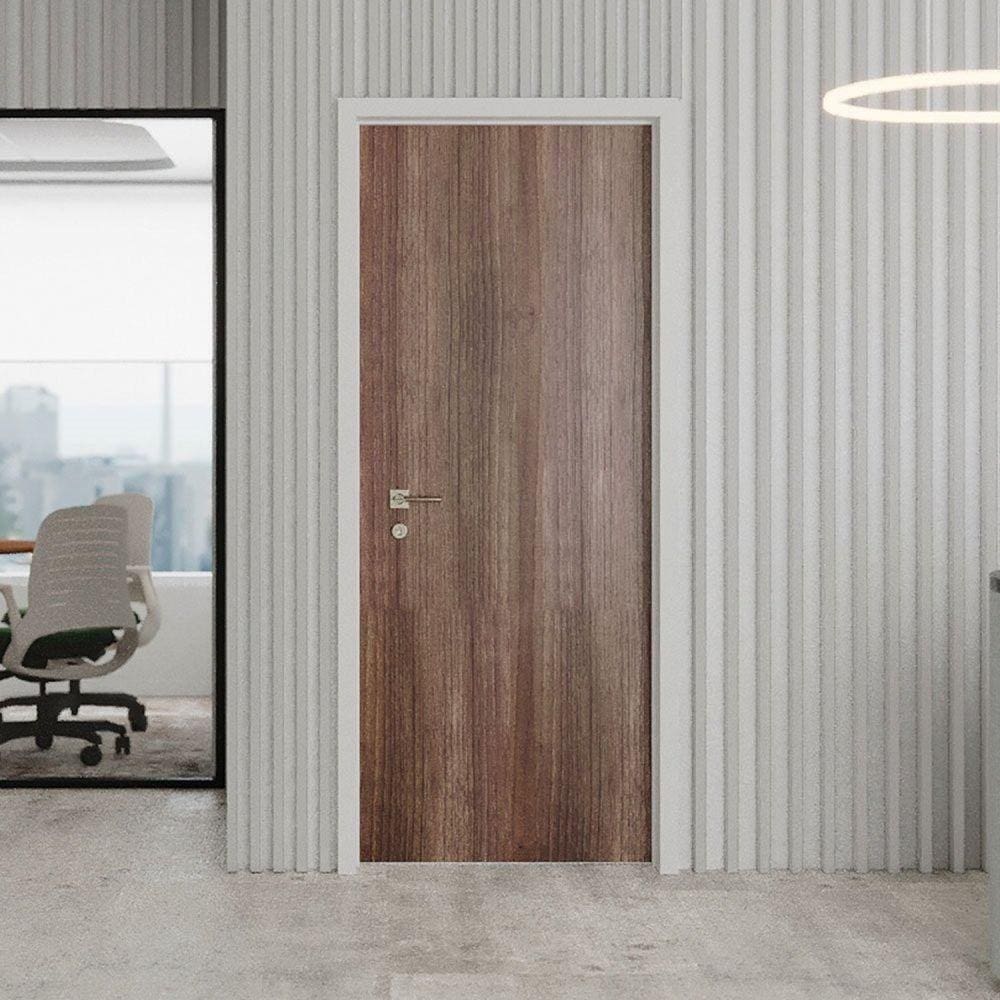 Folha de Porta de Madeira 210x60cm Espessura 3,5cm MSO Eucaplac Eucatex Noce Ebano