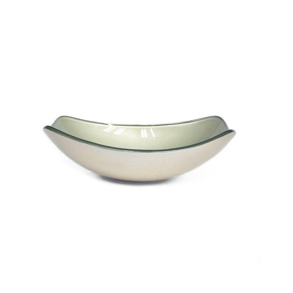 Cuba de Vidro para Lavatório Oval Chanfrada 46cm Bege