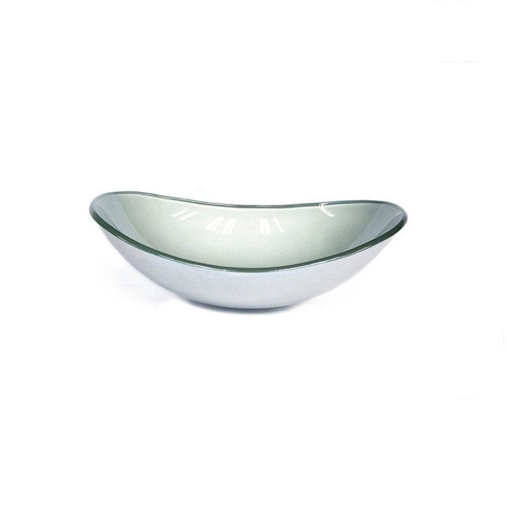 Cuba de Vidro para Lavatório Oval 55cm Prata