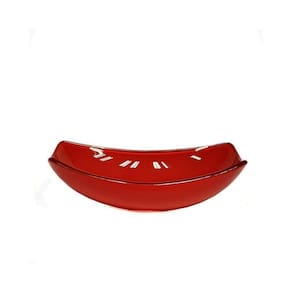 Cuba de Vidro para Lavatório Oval Chanfrada 51cm Vermelho Cereja