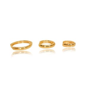 Trio De Brinco Liso Folheado Em Ouro 18k [f027]