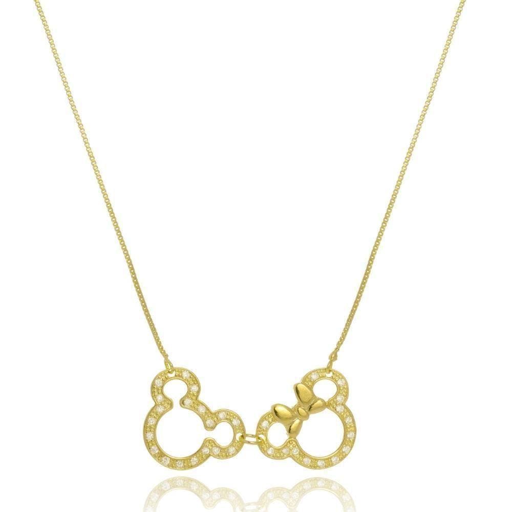 Colar Personalizado Mickey E Minnie Trabalhado Em Zircônia [f027]