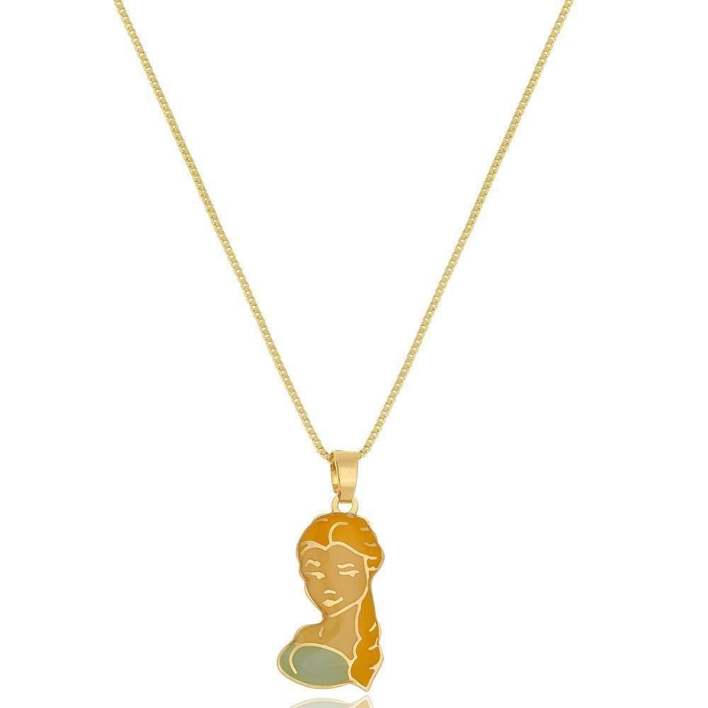Colar Personalizado Elsa Frozen Folheado Em Ouro 18k [f027]
