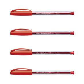 Caneta Faber Castell Trilux Style Colors Macia Ponta Média 4 Vermelha
