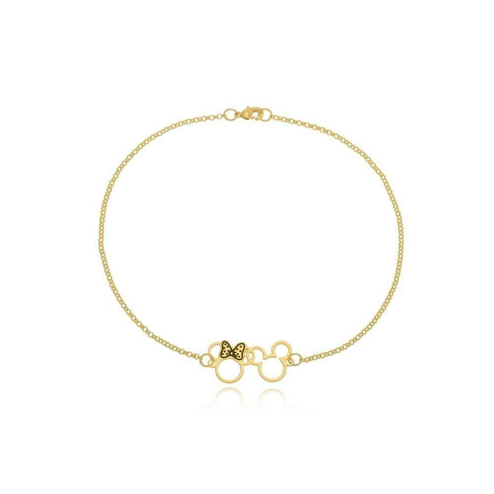 Pulseira Personalizada Mickey E Miney Folheado Em Ouro18k [f027]