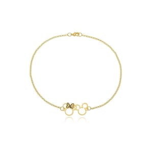 Pulseira Personalizada Mickey E Miney Folheado Em Ouro18k [f027]