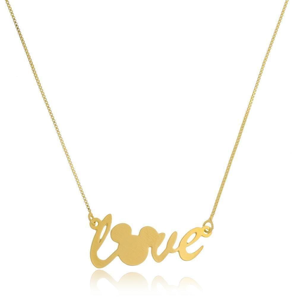 Colar Personalizado Love Mickey Folheado Em Ouro Ouro 18k [f027]