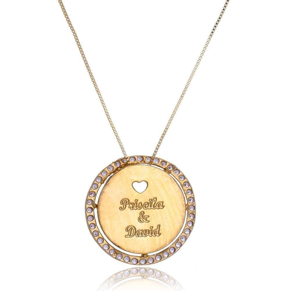 Colar Personalizado Mandala Trabalhado Em Zircônia Com Nomes [f027]