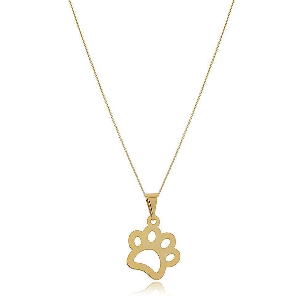 Colar Com Pata Do Seu Pet Folheado Em Ouro 18k [f027]