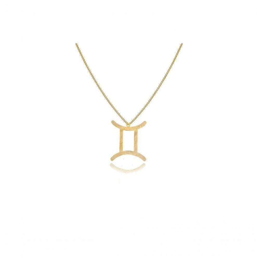 Colar Personalizado Signo De Gêmeos Folheado Em Ouro 18k [f027]