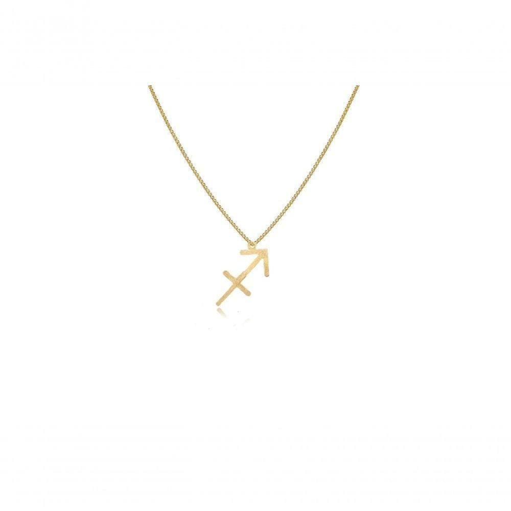 Colar Personalizado Signo De Sagitário Folheado Em Ouro 18k [f027]