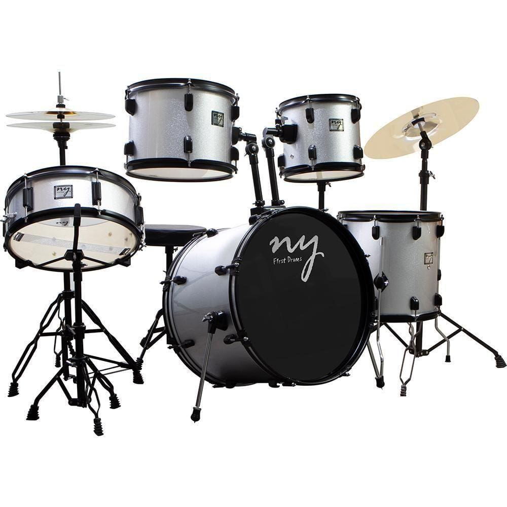 Bateria Acústica 2t Esl Prata Com Banco Ny F1rst [f097]
