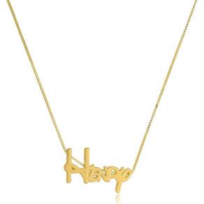 Colar Personalizado Com Nome Letra Da Disney Folheado Em Ouro 18k [f027]
